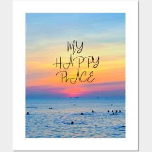 My happy place - beautiful ocean sunset design Posters and Art